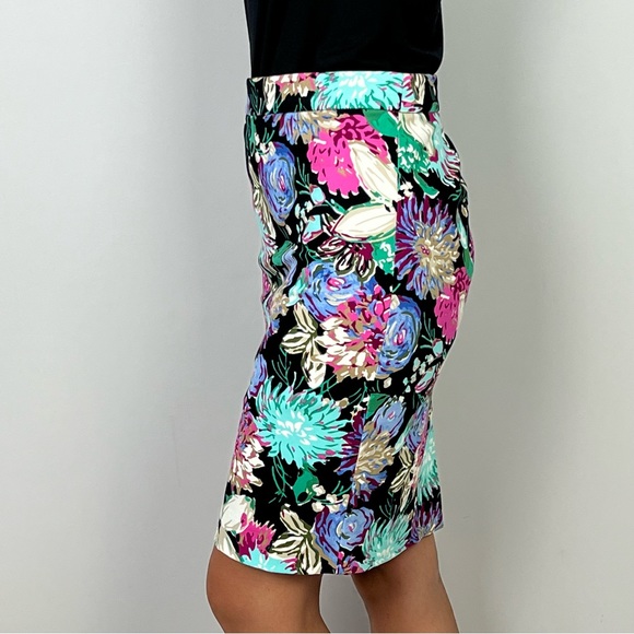 J Crew Women’s Floral Watercolor Pencil Skirt Lined Slit Size 00 (AU 8) NWT - Picture 2 of 12